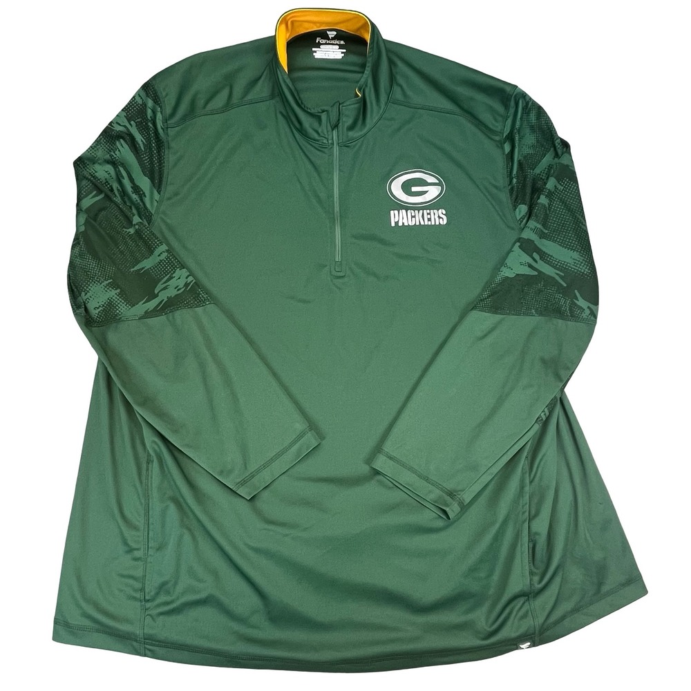 Fanatics Mens Green Bay Packers 1/4 Zip Pullover Green Camo Sleeve NFL 4XL